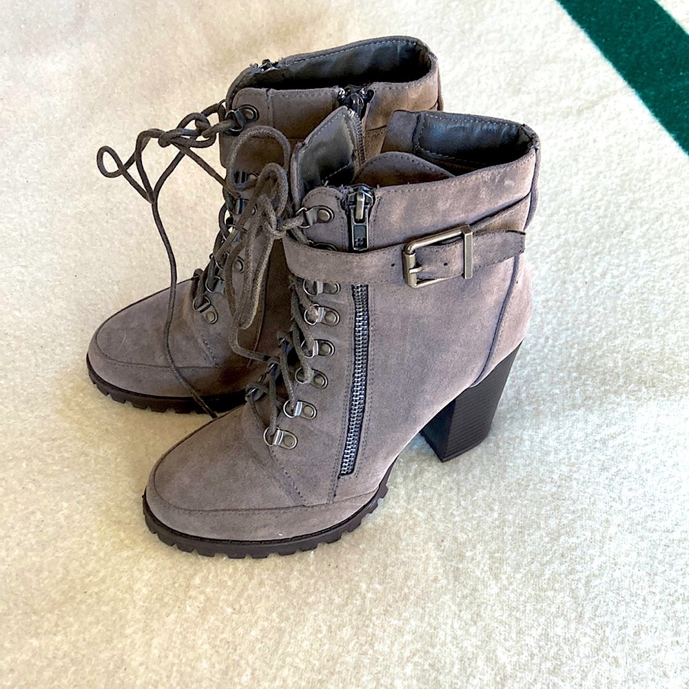 Grey heeled boots size 7